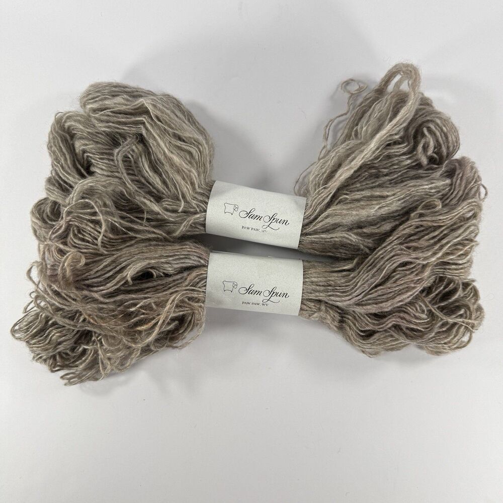 Sam Spun West Virginia 100% Wool Mohair Yarn ~ 2 Skeins 250yds Total Gray/Brown